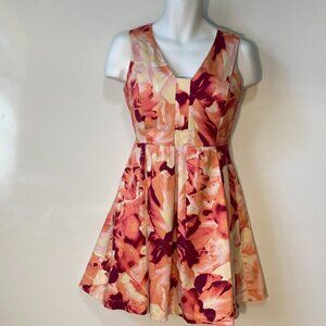 Covington SZ 6 Pink & Purple Abstract Floral Dress Cottage Coquette Botanical 60